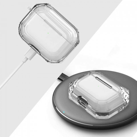 Чехол для AirPods Pro Shockproof Transparent Black